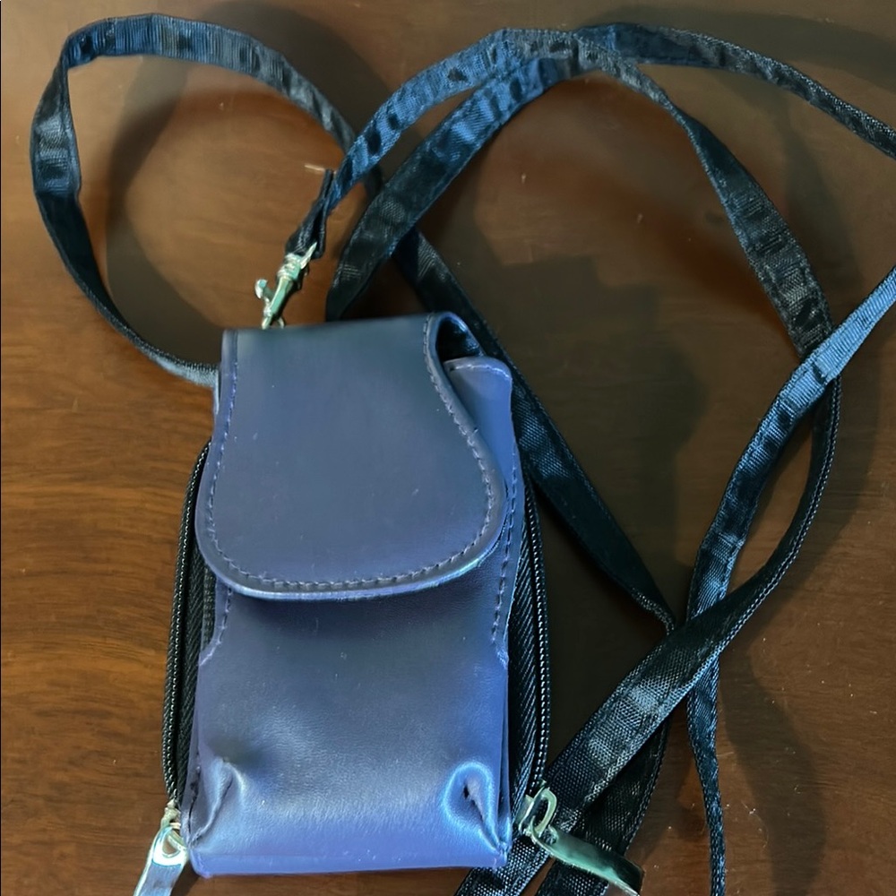 Elegant Blue Leather Crossbody Bag